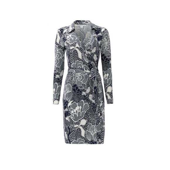 Diane von Furstenberg Navy New Jeanne Two Wrap Navy Dress 100% Silk Size 10 - Picture 1 of 13